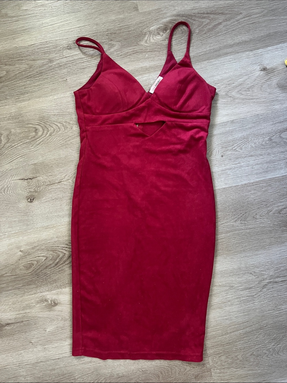 Women's Red Bodycon Midi Dress with Spaghetti Straps